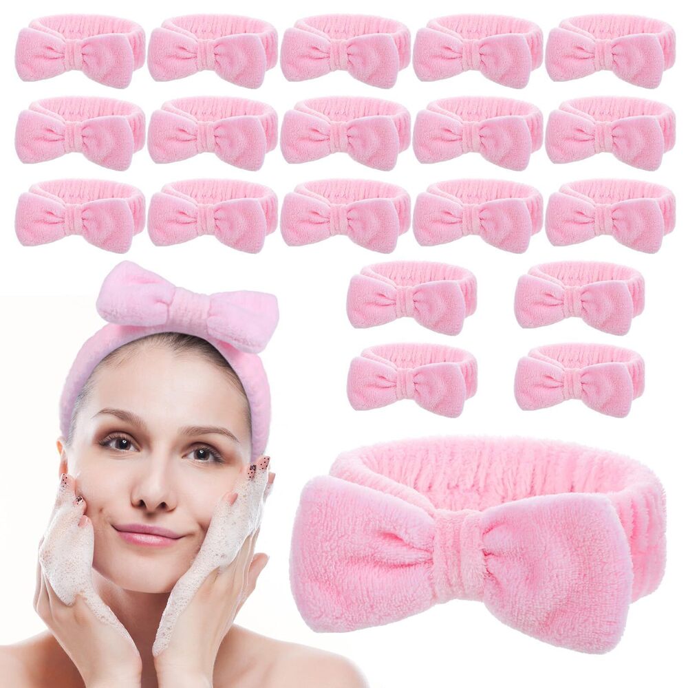 2334 20 PCS Spa Headband Bulk, Pink Spa Headbands , Hair Band for Washing